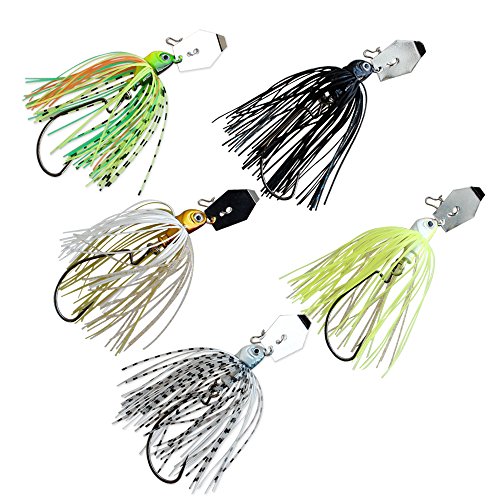 5pcs Fishing Lure Spinnerbait  Hard Metal Spinner baits kit with a Tackle Boxes for Bass Trout Salmon by NetAngler