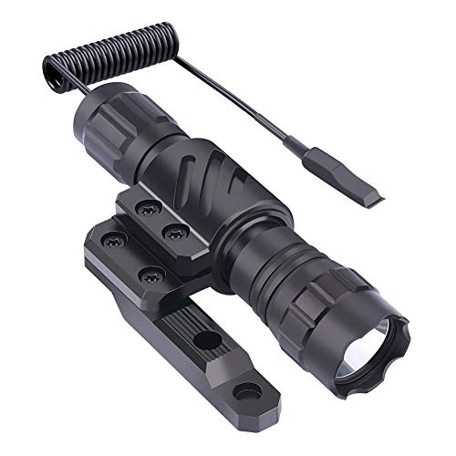 Feyachi FL14-MB Tactical Flashlight 1200 Lumen Matte Black LED Weapon Light with M-Lok Flashlight Mount Rechargeable Batteries and Pressure Switch Included