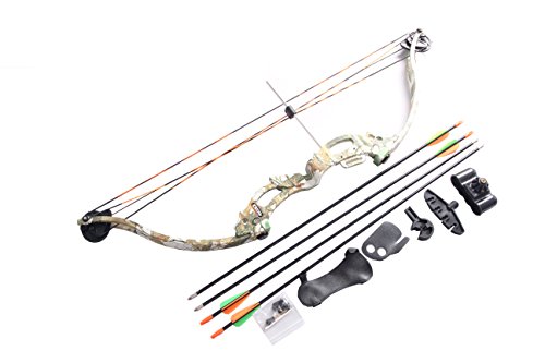 FlyArchery 34 Junior Compound Bow Kit w 4PK Arrow Set Youth Archery Draw Weight 20lbs -Black-Camo-Pink Camo
