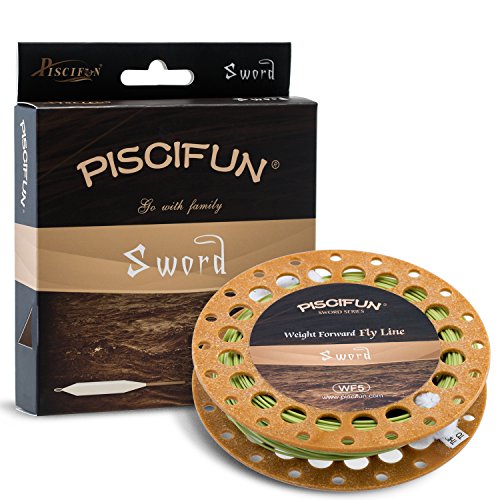 Piscifun Sword Weight Forward Floating Fly Fishing Line with Welded Loop WF3wt 90FT Moss Green