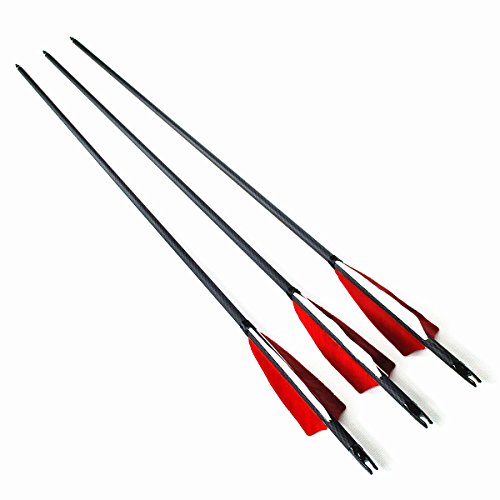 MS JUMPPER Carbon ArrowsHunting Archery Shaft Spine 400 Real Feathers and Screw-In Field Points for Compound Recurve bow6pcslot 28inch